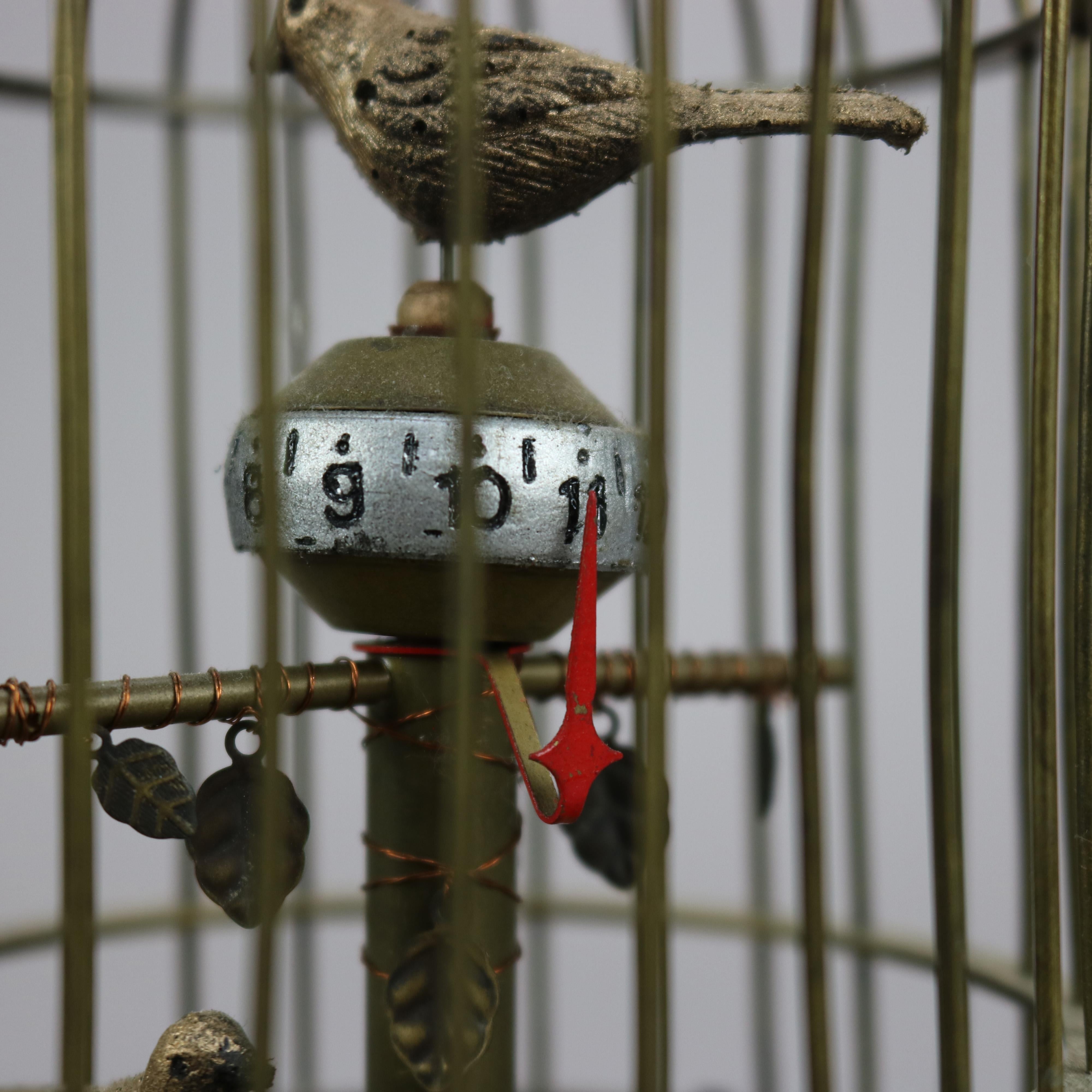 20th Century Antique Brass Bird Cage Desk Clock Circa 1910