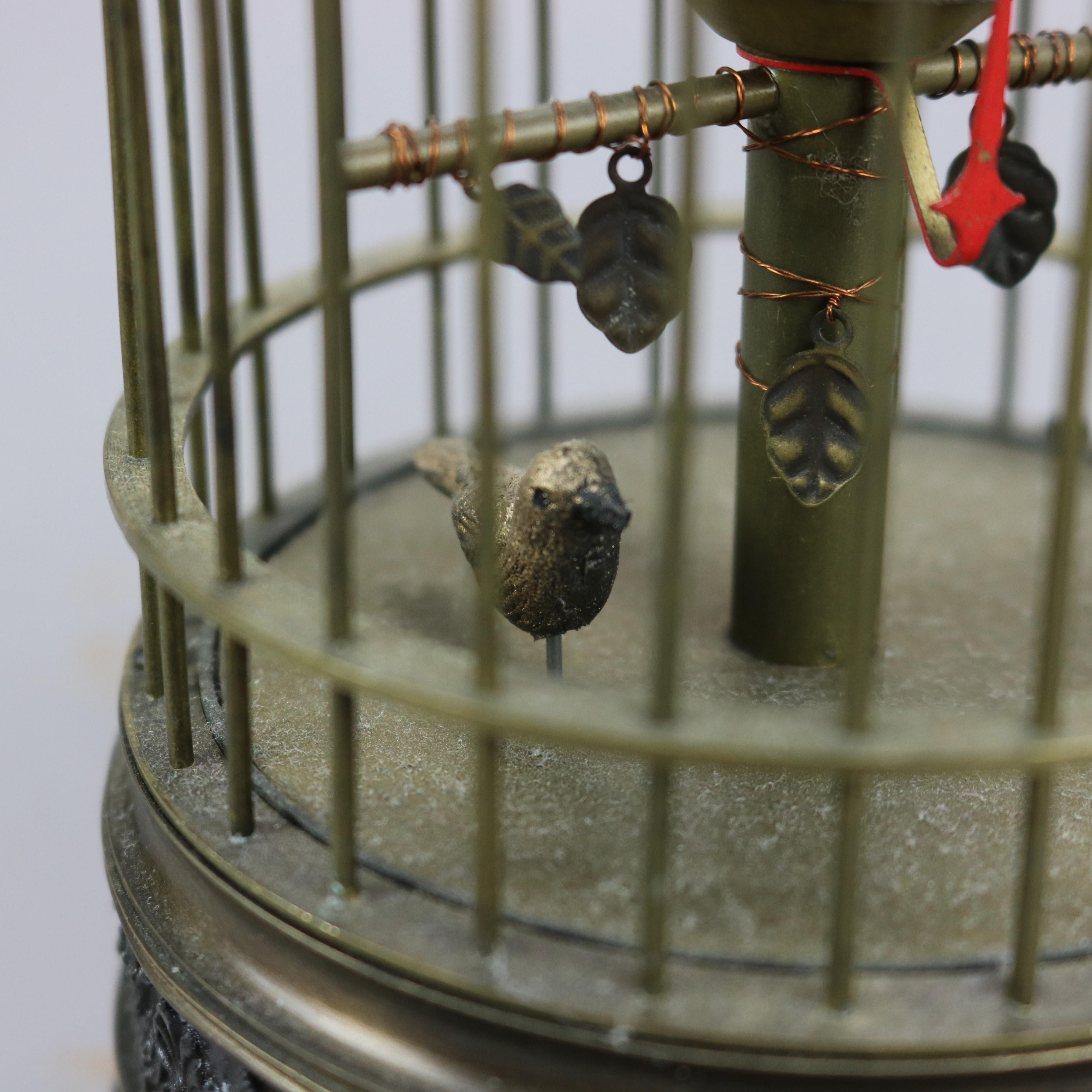 Antique Brass Bird Cage Desk Clock Circa 1910 1