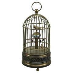 Antique Brass Bird Cage Desk Clock Circa 1910