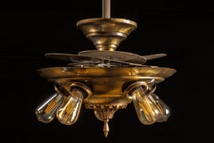 Antique Brass "Bird Wing" Ceiling Fixture with Retractable Blades
