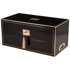 Antique Brass Bound Coromandel Writing Box with Secret Compartments