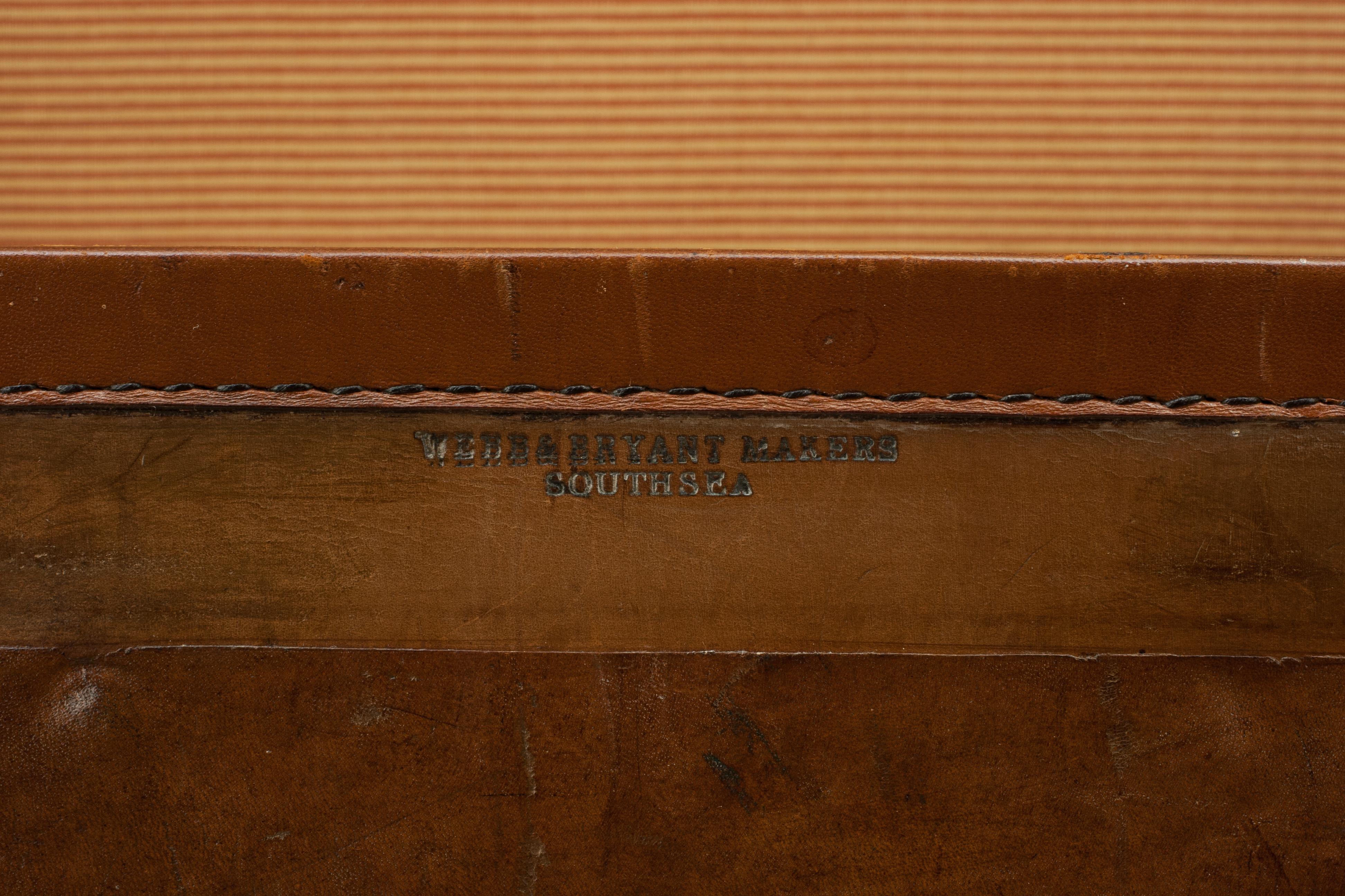 Antique Brass Bound, Leather Travelling Trunk by Webb & Bryant 9