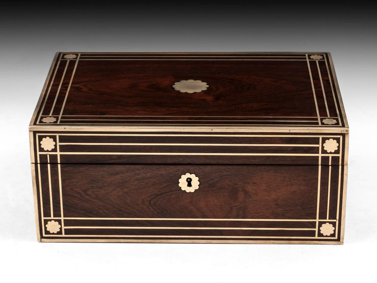 Antique Brass Bound Mahogany Jewelry Box, 19th Century at 1stDibs