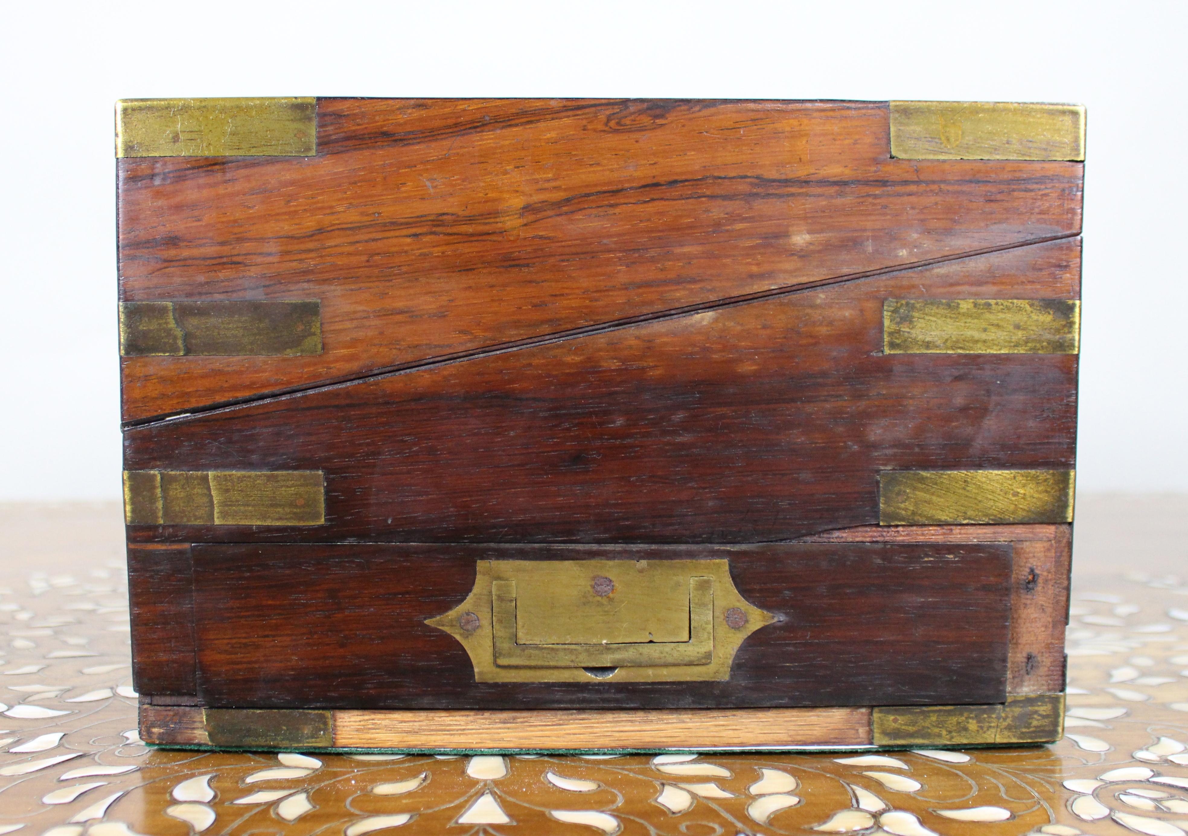 Antique Brass-Bound Rosewood Writing Slope, c.1850 For Sale 5