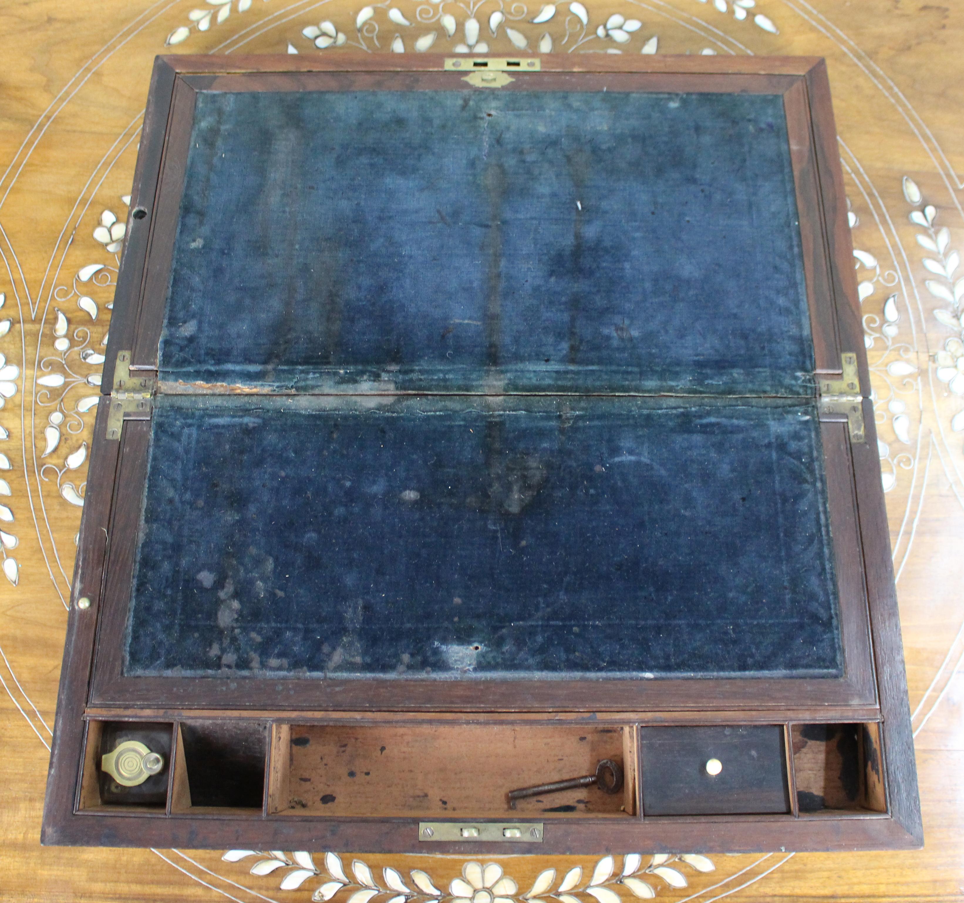 Antique Brass-Bound Rosewood Writing Slope, c.1850 For Sale 6