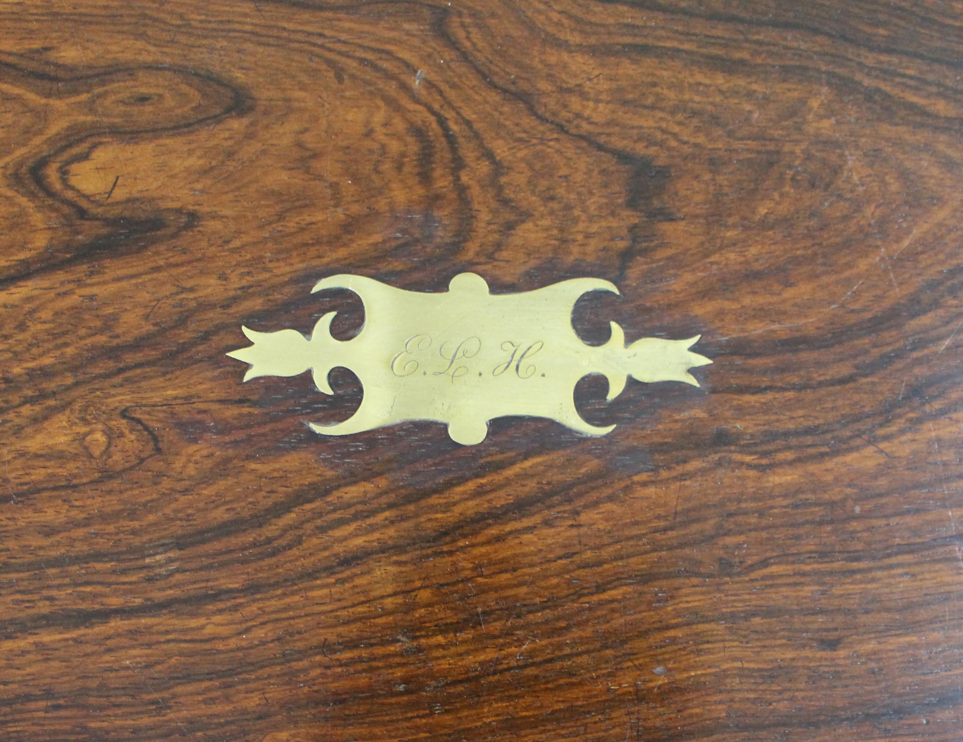 Antique Brass-Bound Rosewood Writing Slope, c.1850 In Good Condition For Sale In Worcester, GB