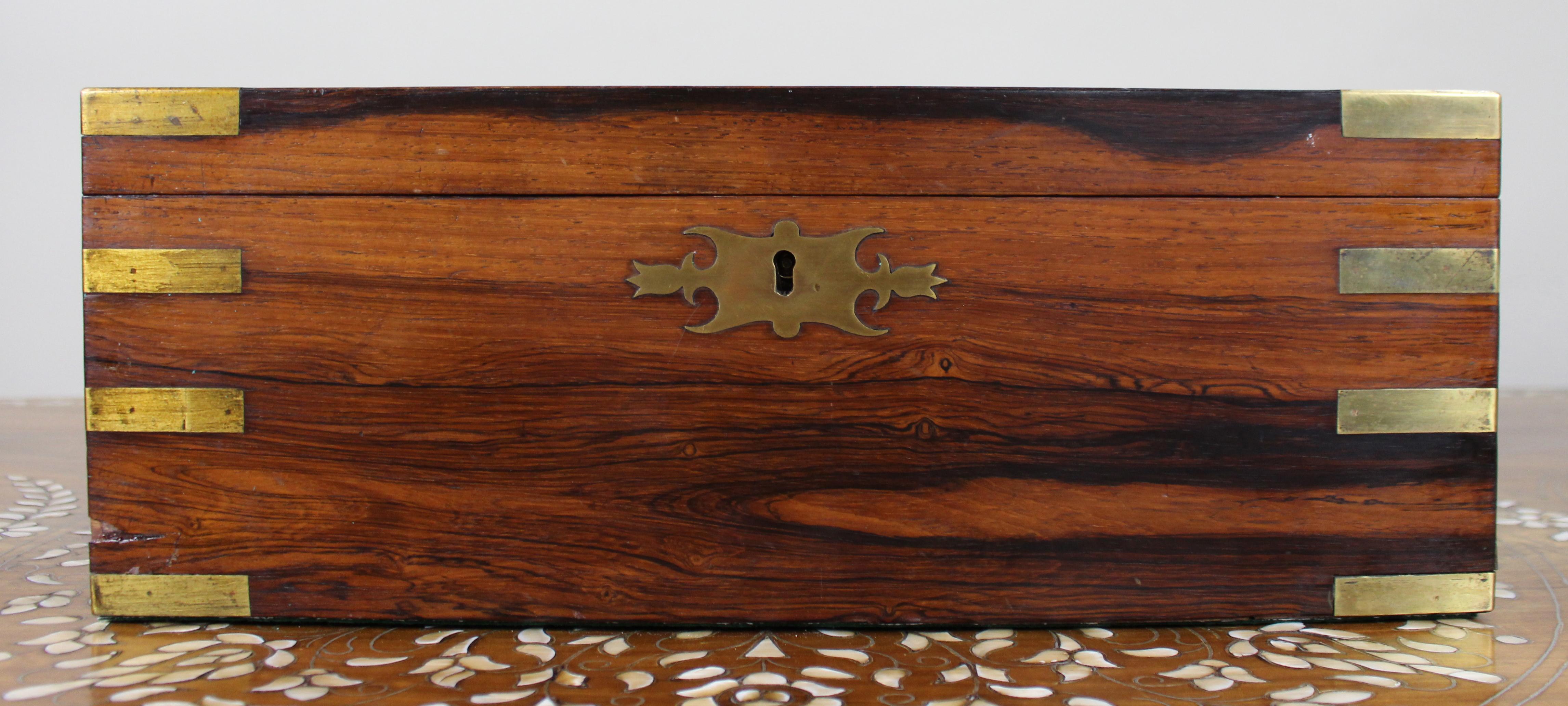 Antique Brass-Bound Rosewood Writing Slope, c.1850 For Sale 1