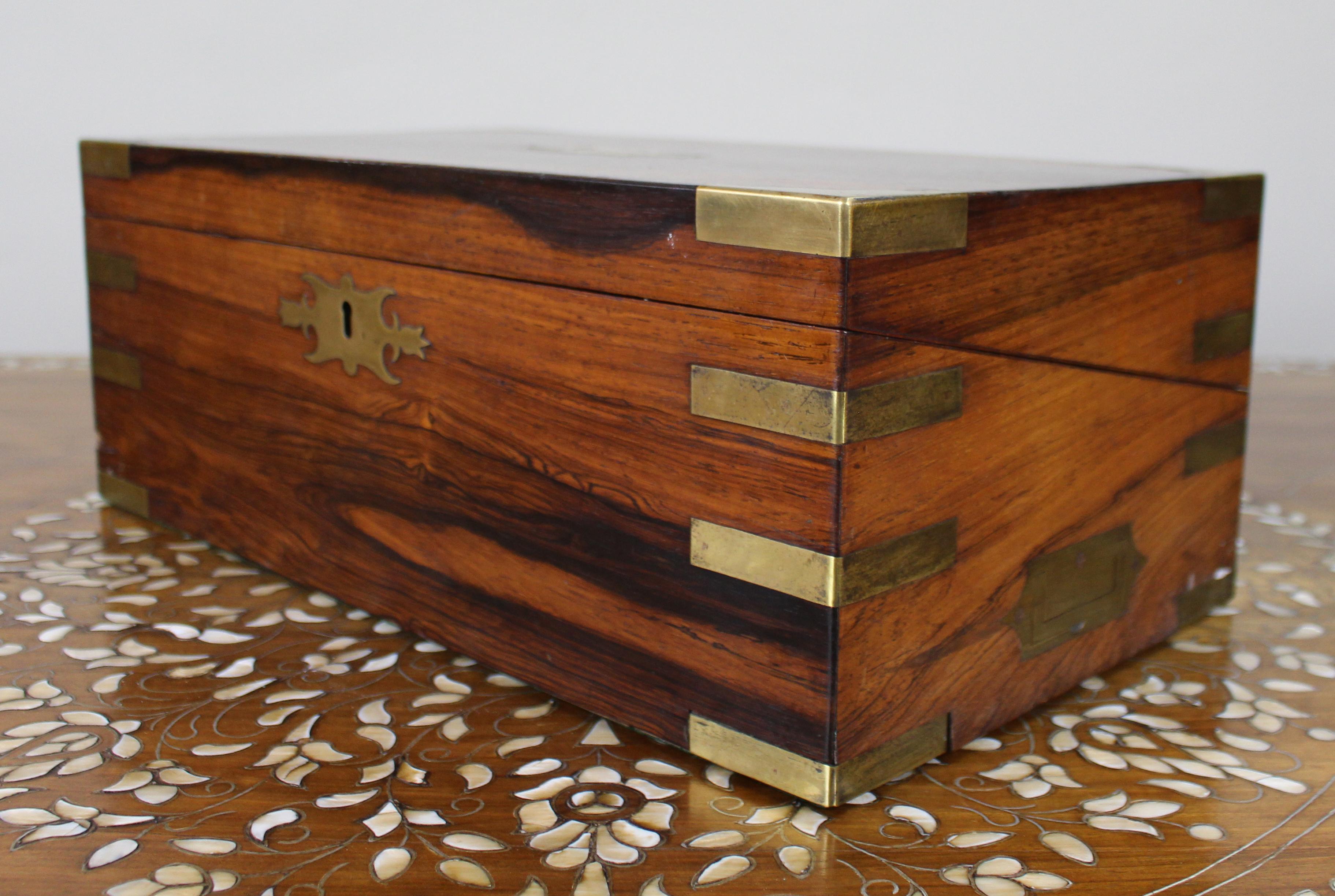 Antique Brass-Bound Rosewood Writing Slope, c.1850 For Sale 2