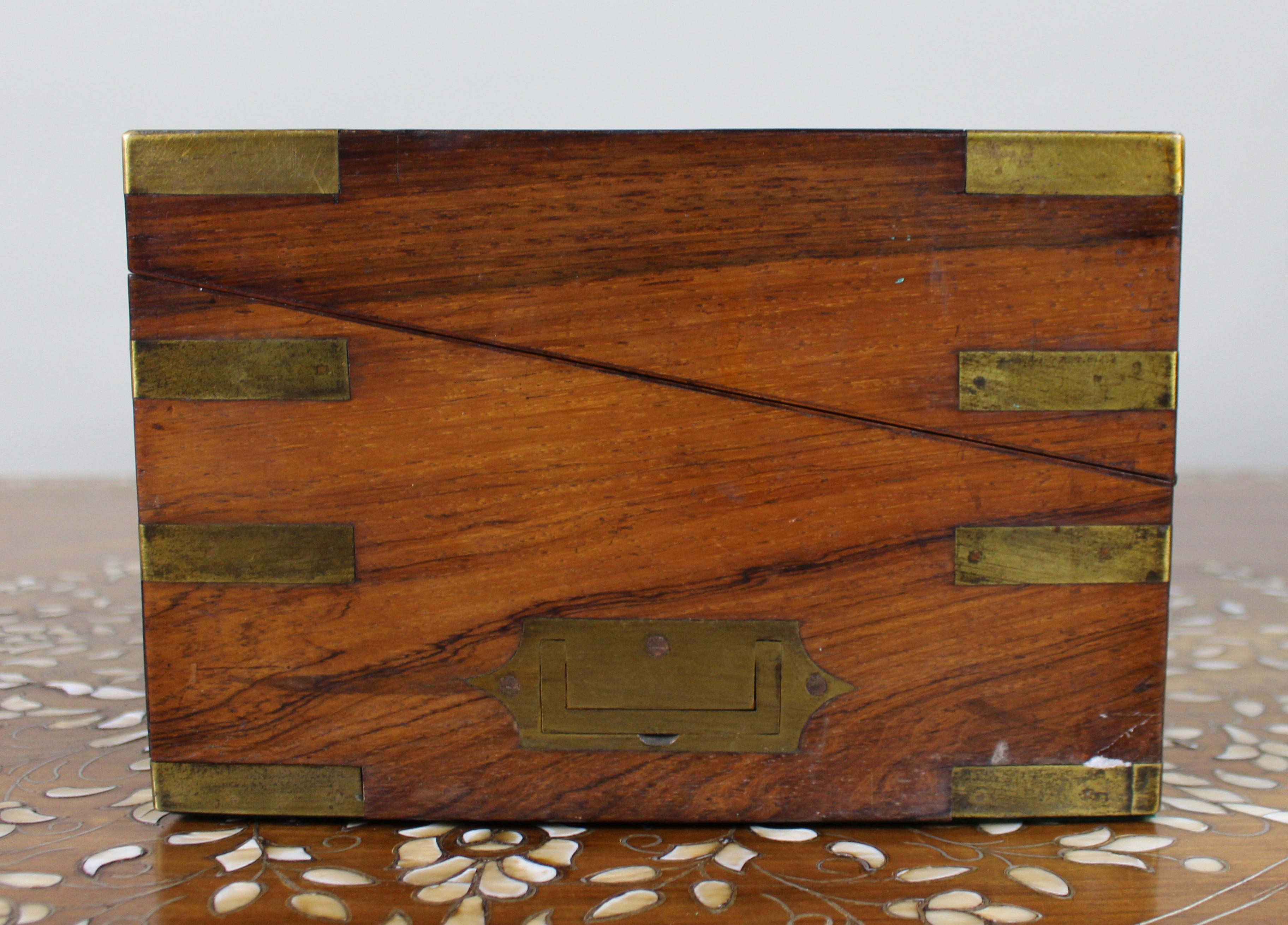 Antique Brass-Bound Rosewood Writing Slope, c.1850 For Sale 3