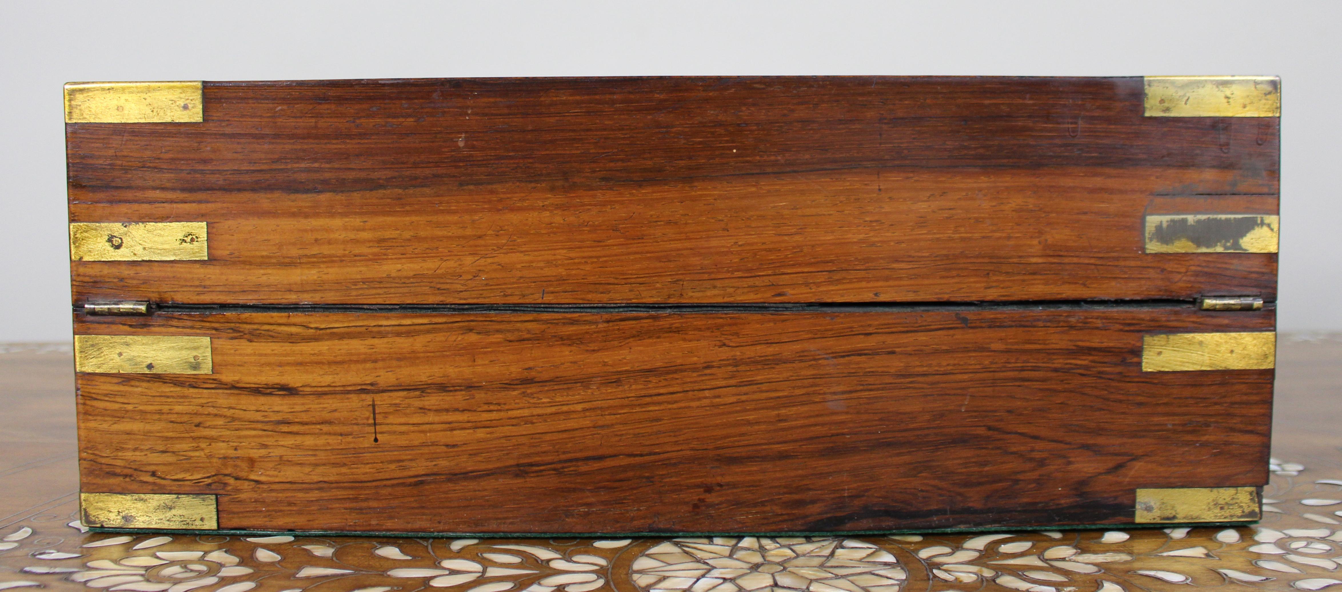 Antique Brass-Bound Rosewood Writing Slope, c.1850 For Sale 4