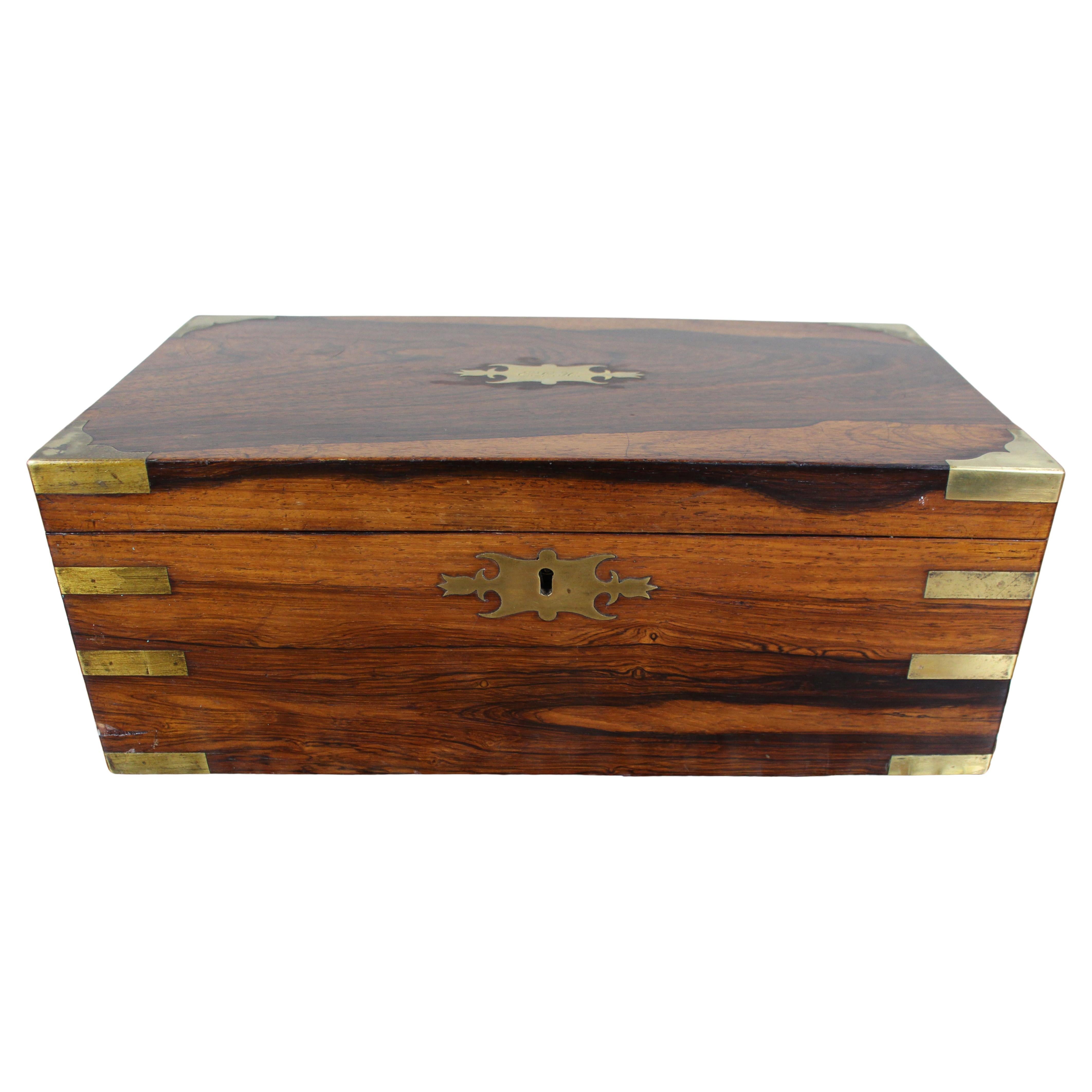 Antique Brass-Bound Rosewood Writing Slope, c.1850