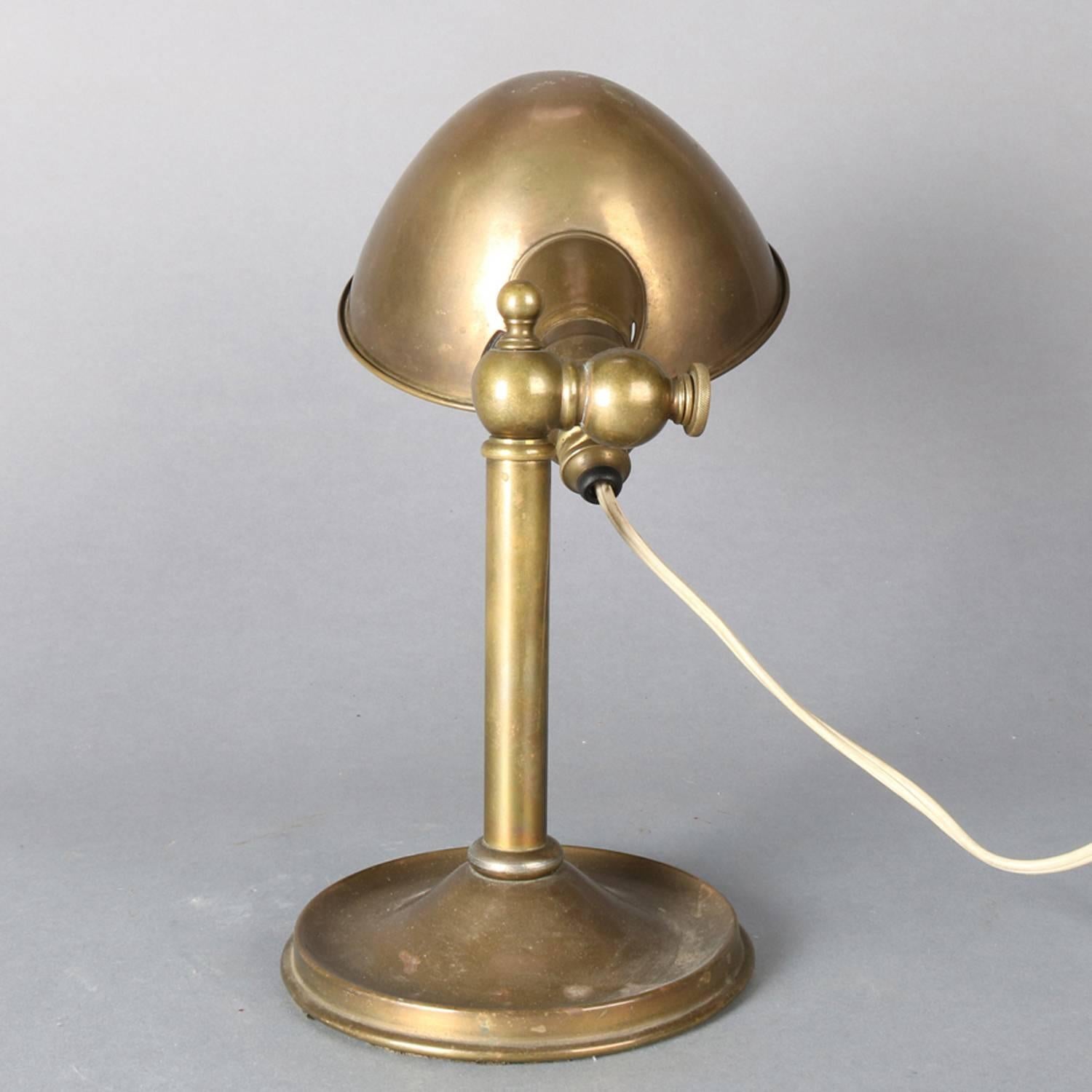 American Antique Brass Bradley & Hubbard School Industrial Adjustable Desk Lamp