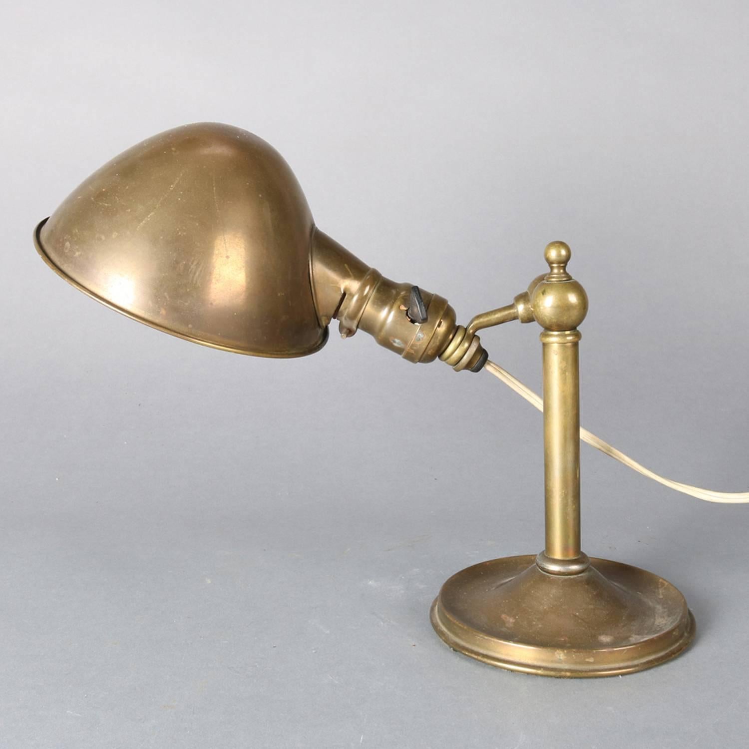 Antique Brass Bradley & Hubbard School Industrial Adjustable Desk Lamp 1