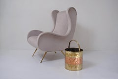 Antique Brass Bucket/Bin 'Coal Scuttle' with Copper Banding, circa 1900s English