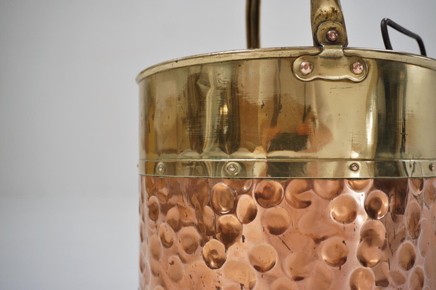 Early 20th Century Antique Brass Bucket/Bin 'Coal Scuttle' with Copper Banding, circa 1900s English For Sale