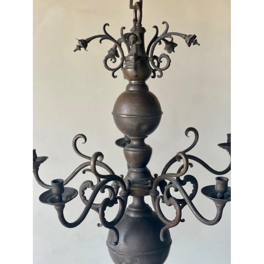 Antique Brass Candle Chandelier - 19th C. For Sale 1