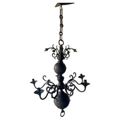Antique Brass Candle Chandelier - 19th C.