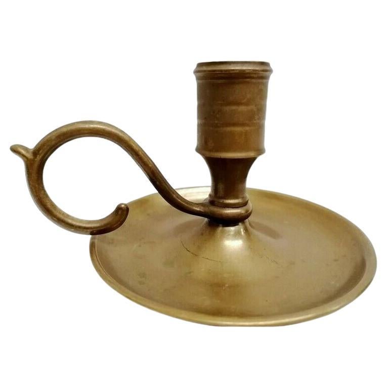 Antique Brass Candle Stick Holder with Finger Loop