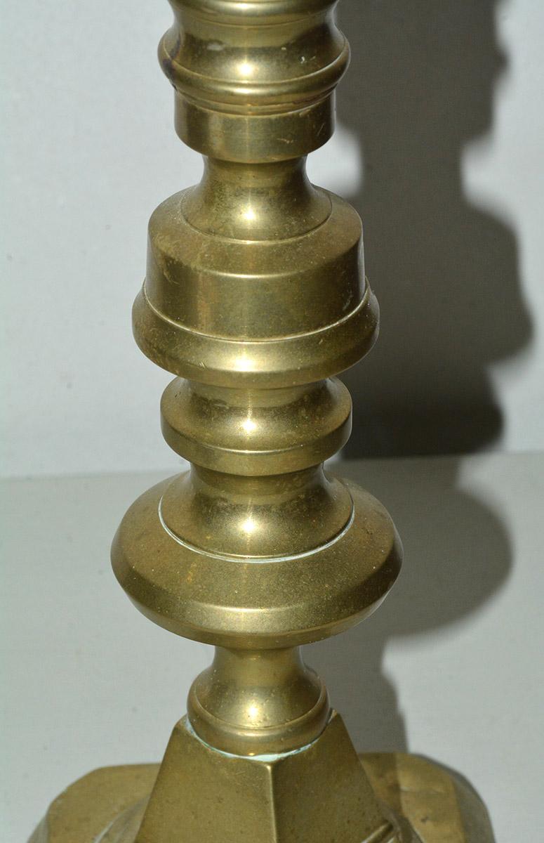English Antique Brass Candlestick For Sale