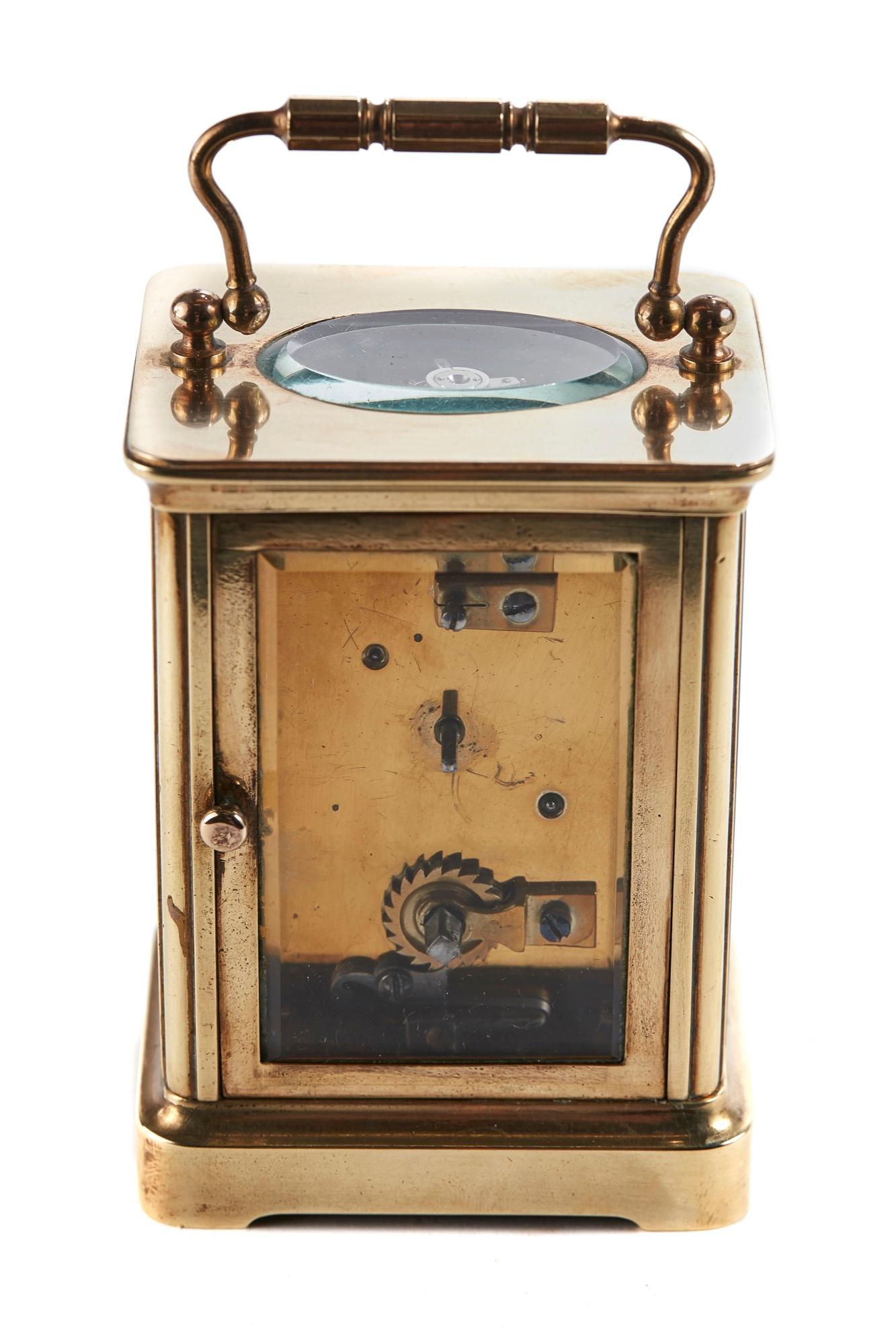 European Antique Brass Carriage Clock, circa 1900