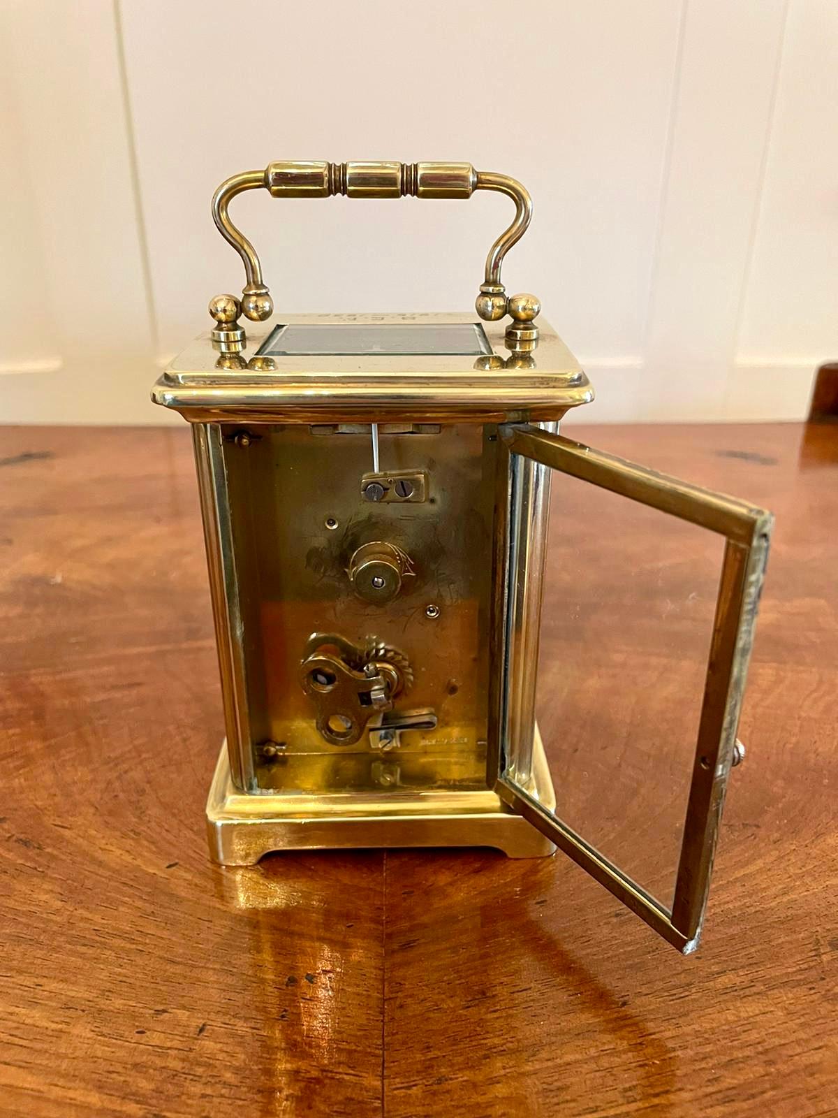 Antique Brass Carriage Clock with Travelling Case 4
