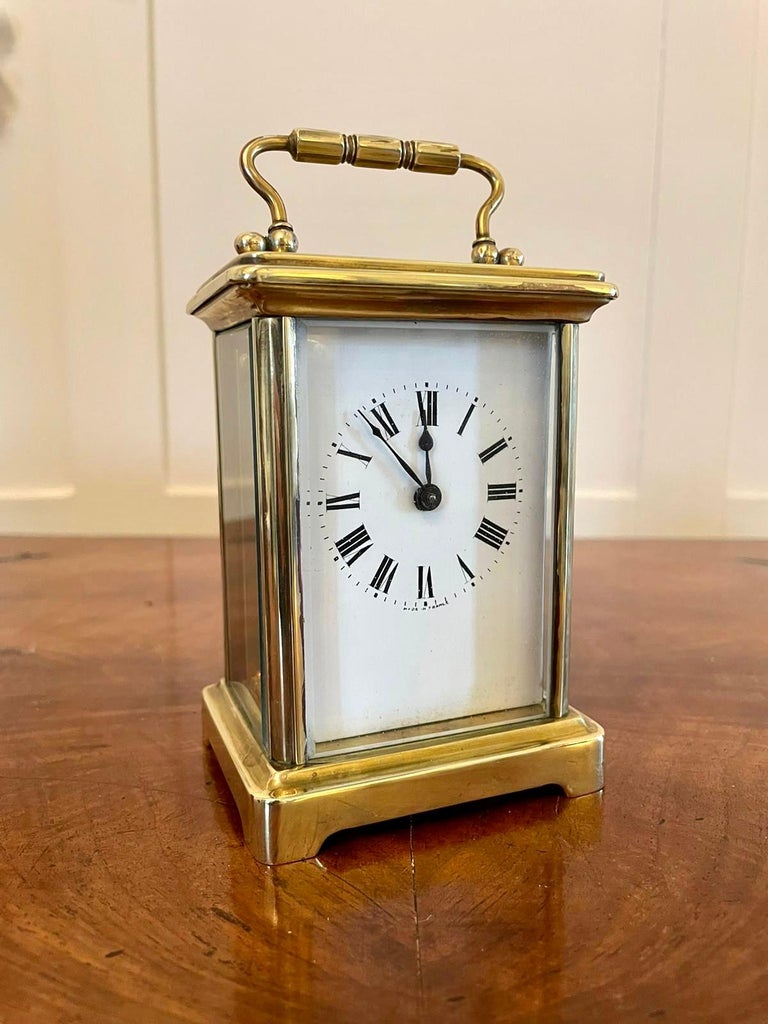Antique Brass Carriage Clock with Travelling Case at 1stDibs