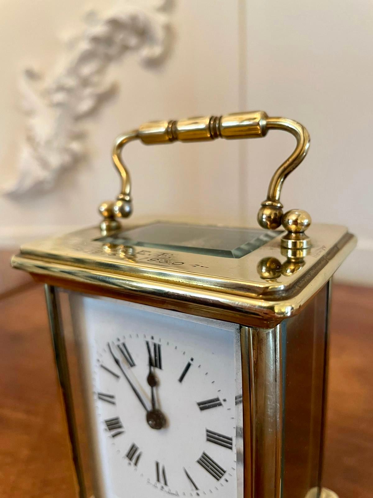Early 20th Century Antique Brass Carriage Clock with Travelling Case