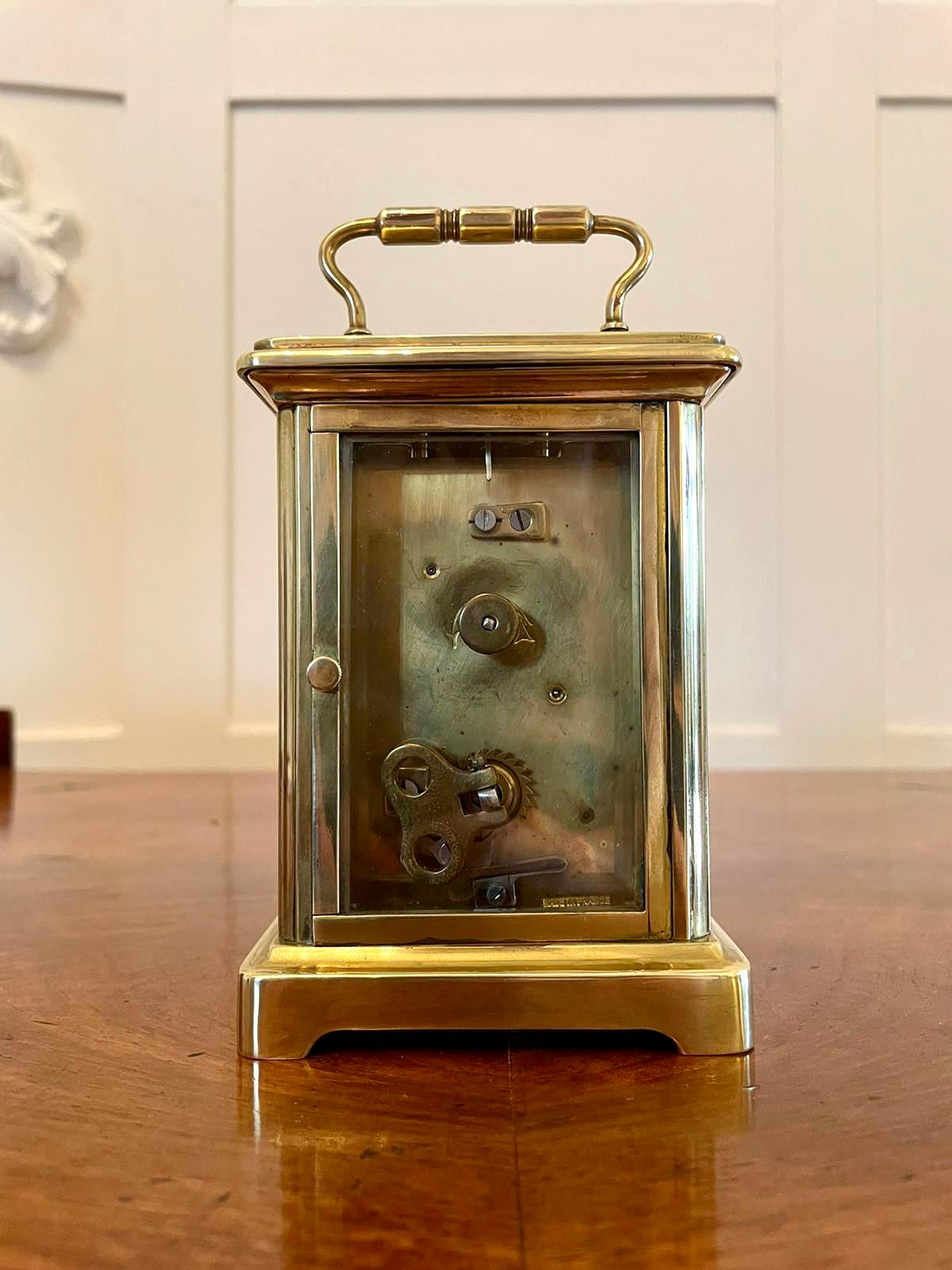 Antique Brass Carriage Clock with Travelling Case 2