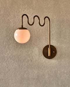 Antique Brass Cecil Sconce - Milk Glass Globe