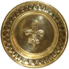 Antique Brass Charger with Fleur de Lys
