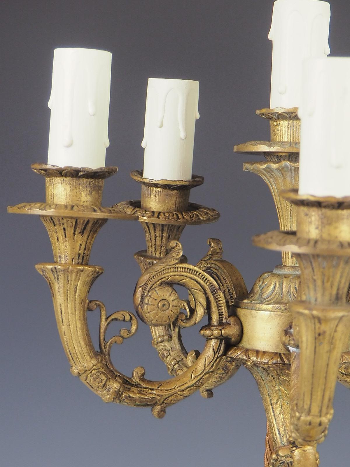 Antique Brass Cherub 6 Light Candelabra Lamp 3
