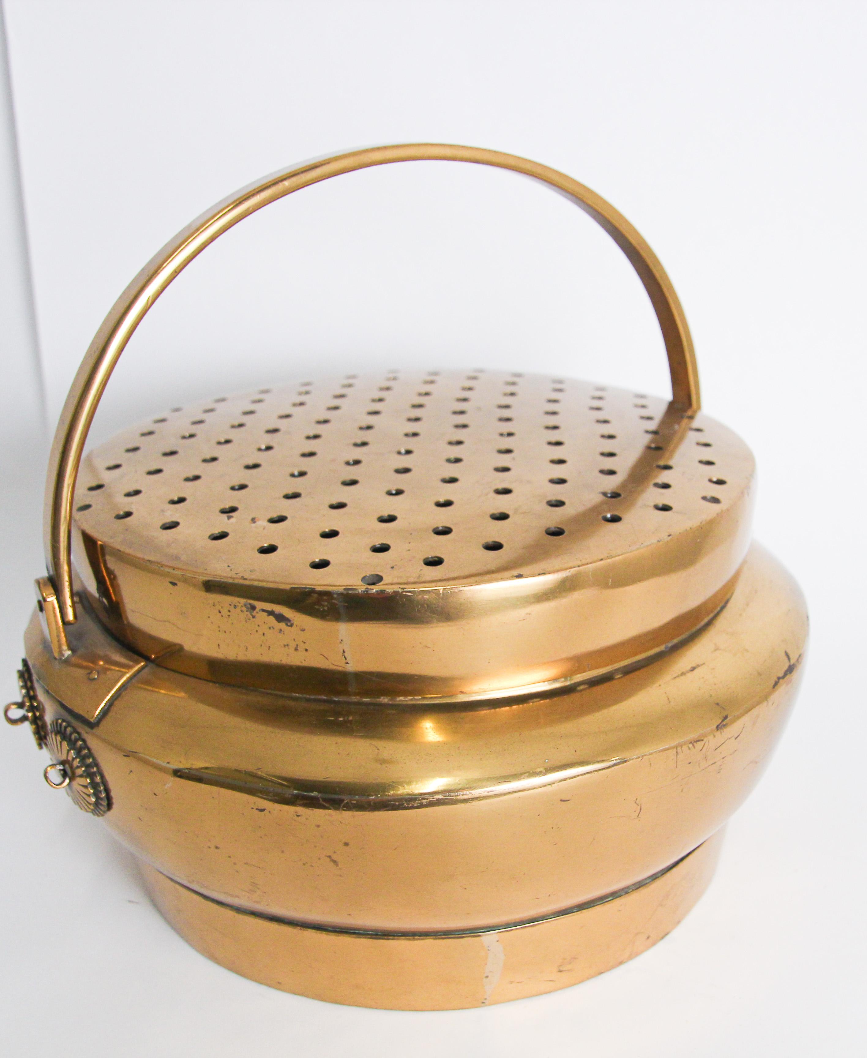 20th Century Antique Brass Chinese Brazier For Sale