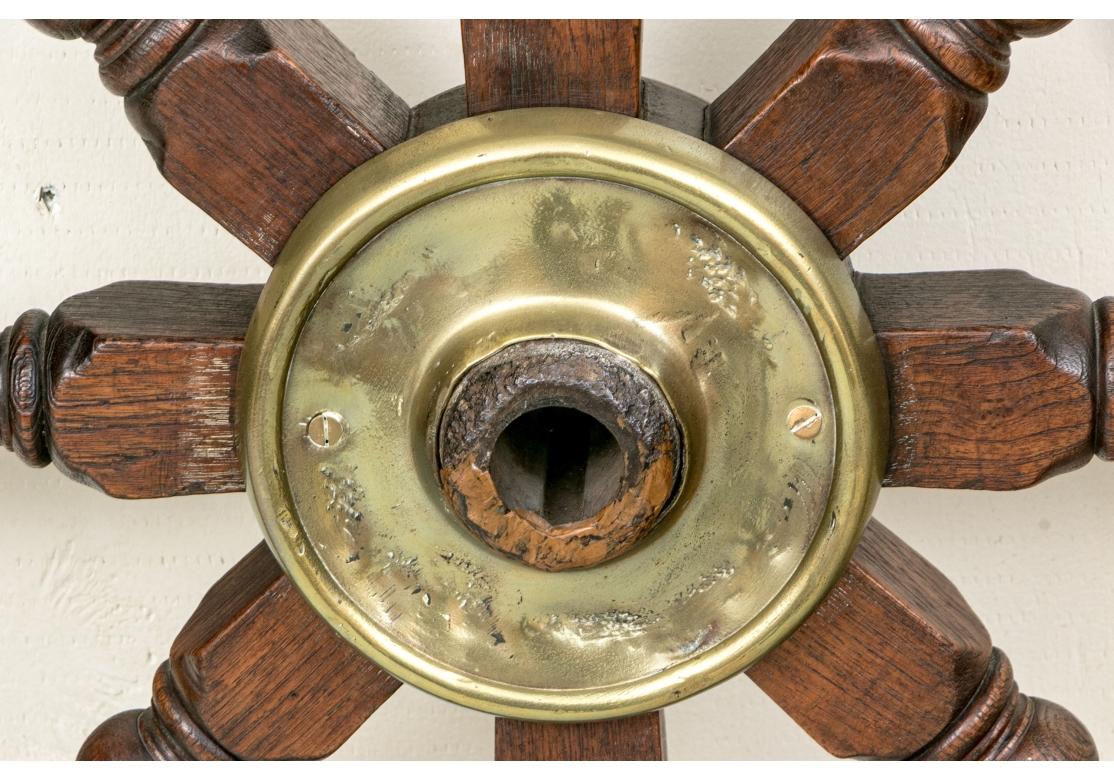 Georgian Antique Brass Clad Mahogany Ships Wheel For Sale