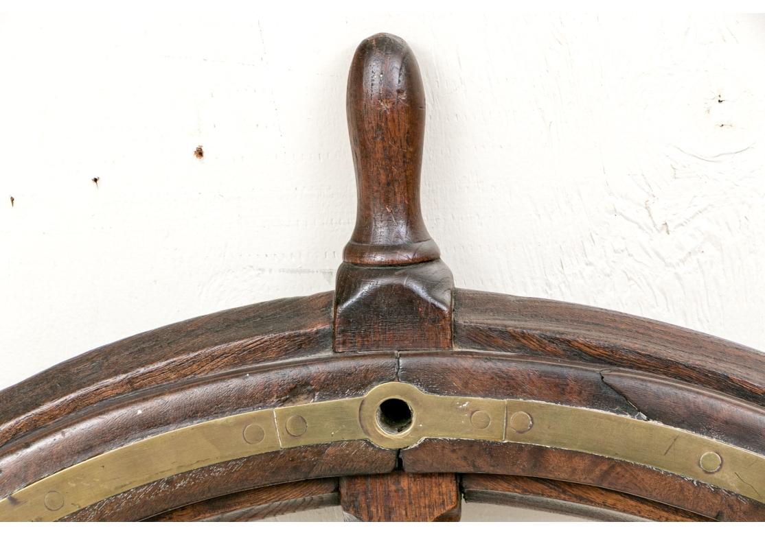 Antique Brass Clad Mahogany Ships Wheel For Sale 1