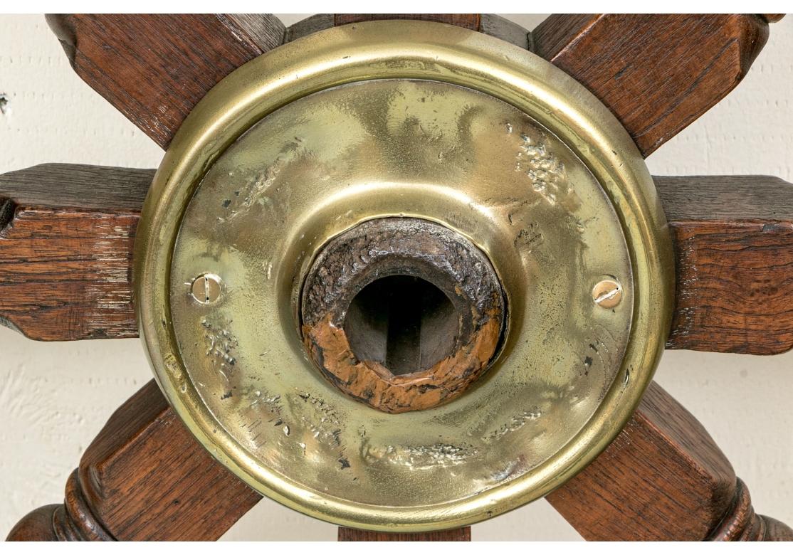 Antique Brass Clad Mahogany Ships Wheel For Sale 2
