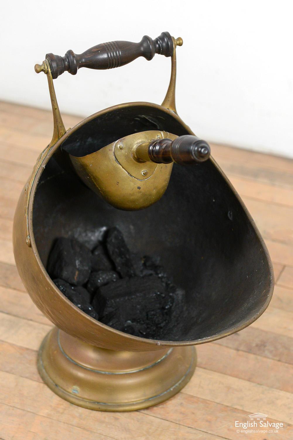 European Antique Brass Coal Bucket and Shovel, 20th Century
