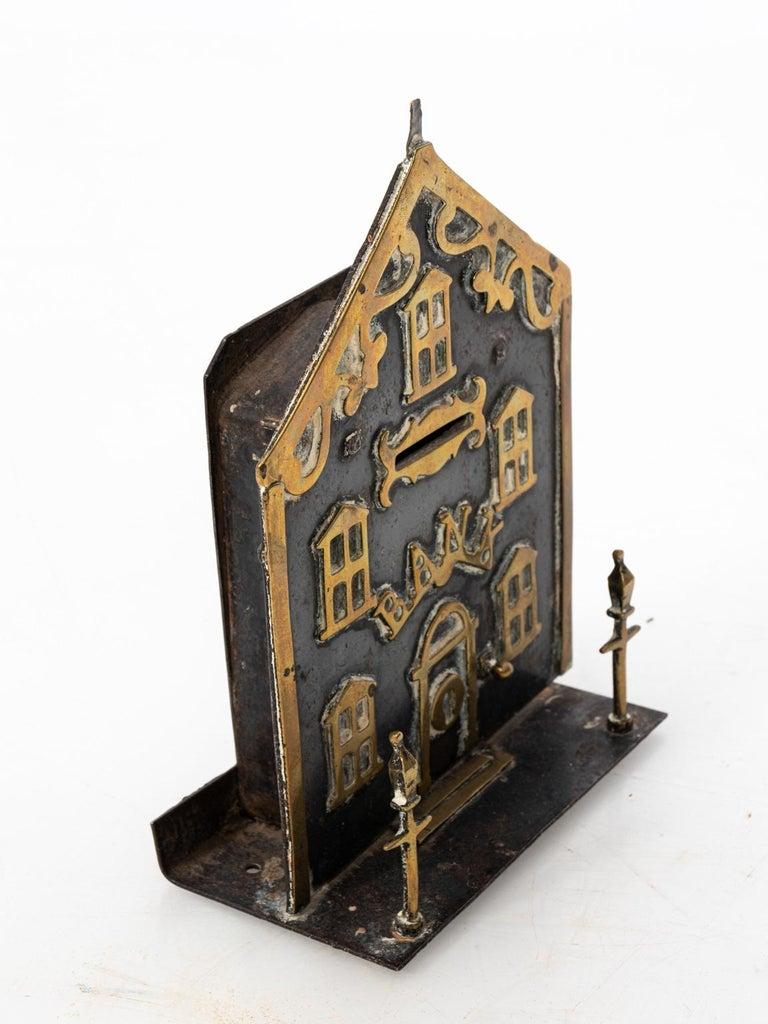 Unknown Antique Brass House Coin Bank