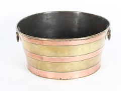 Antique Brass & Copper Bound Wine Cooler Early 19th Century