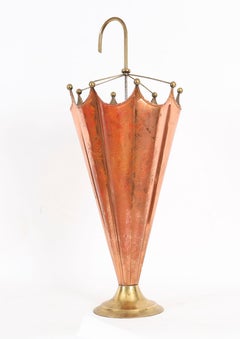 Antique Brass & Copper Umbrella Stand 20th Century