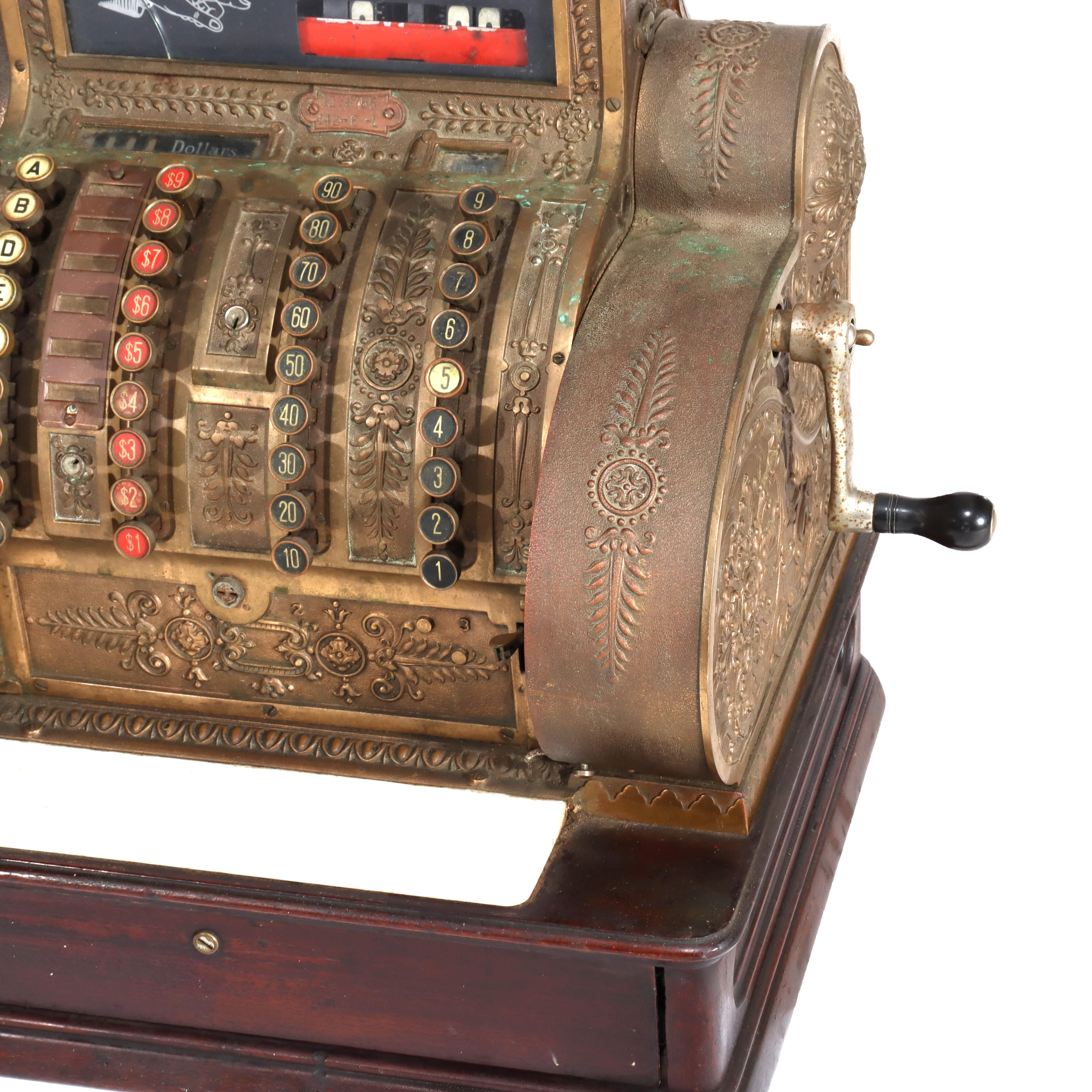 20th Century Antique Brass Country Store National Cash Register Model 442-E-L C1900