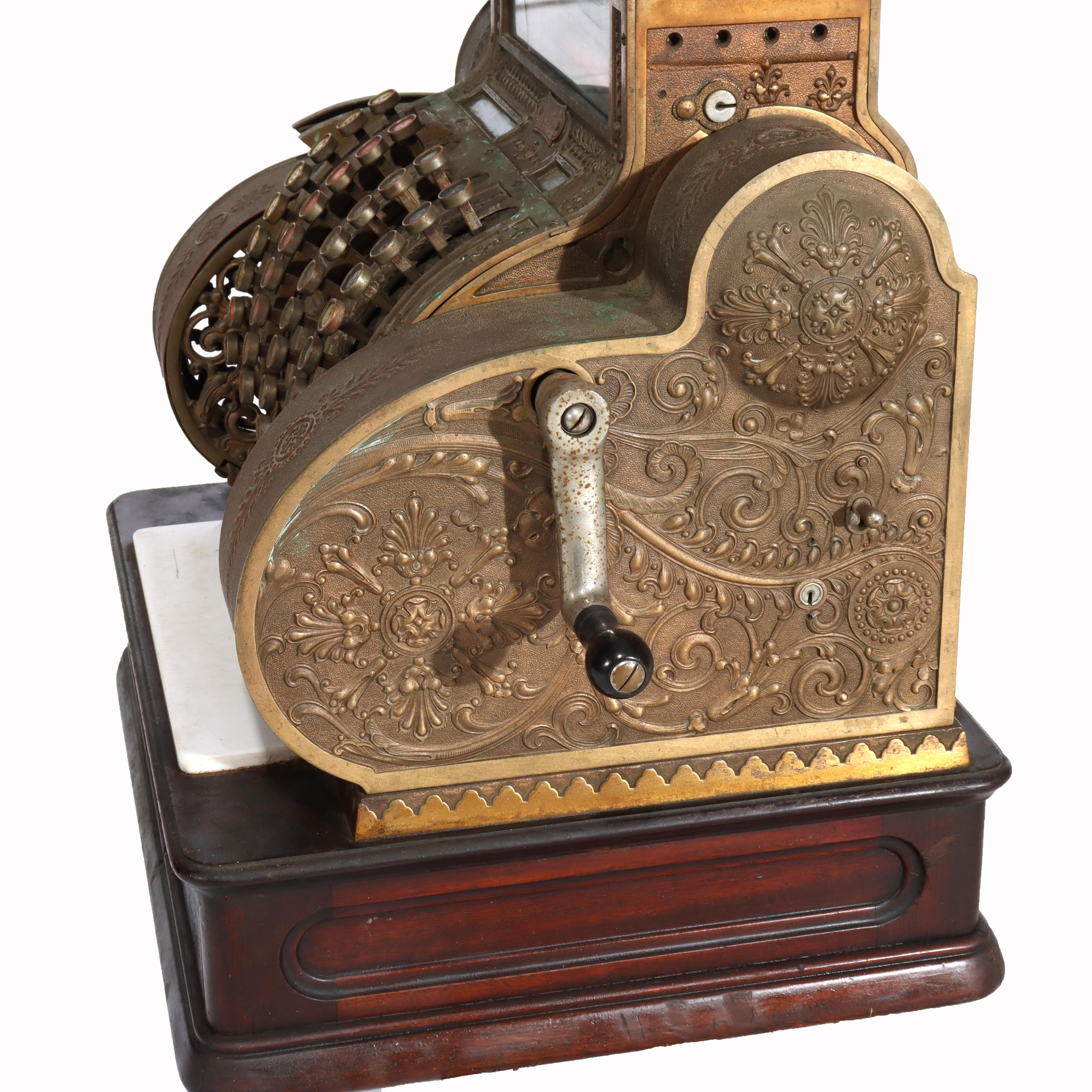 Antique Brass Country Store National Cash Register Model 442-E-L C1900 2