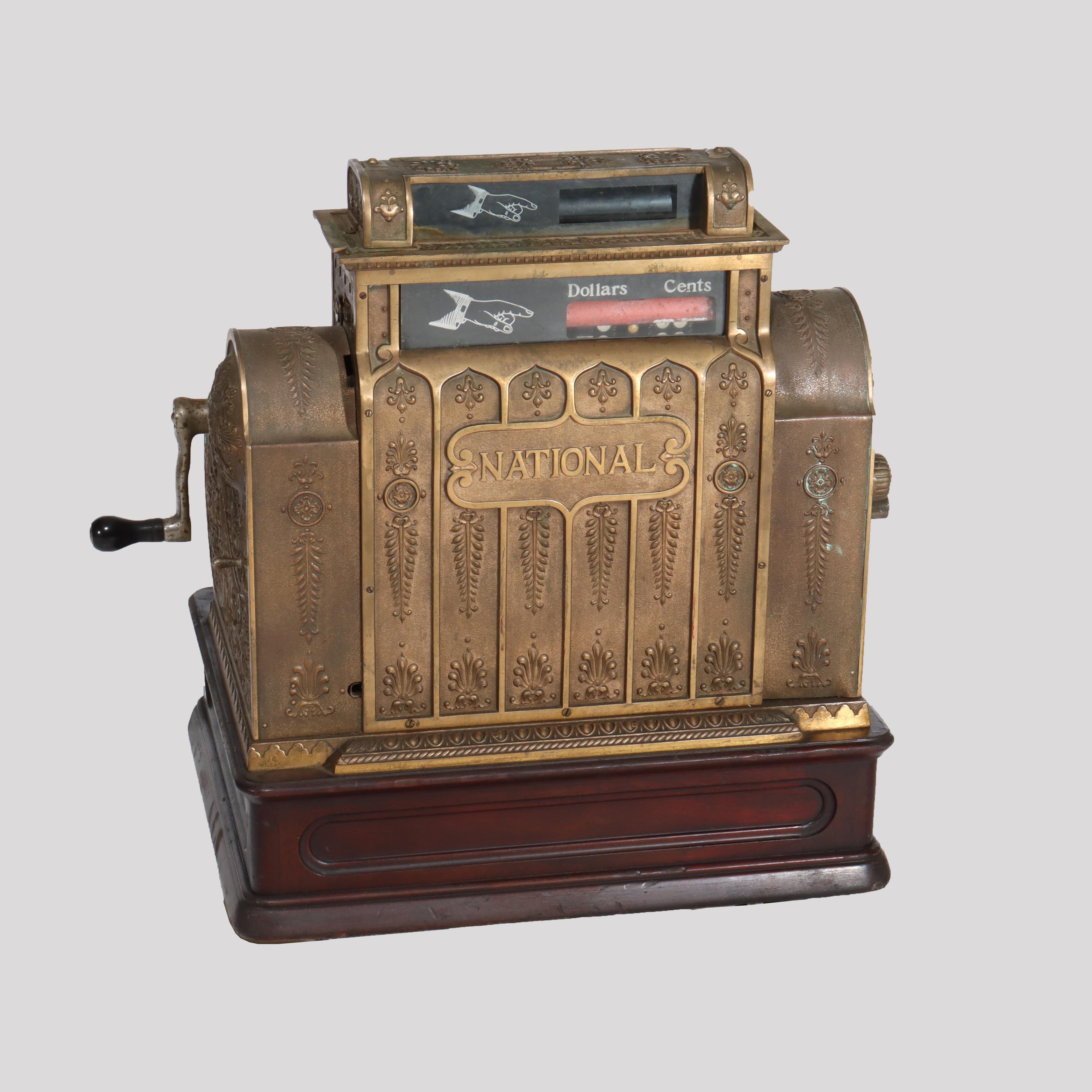 Antique Brass Country Store National Cash Register Model 442-E-L C1900 3