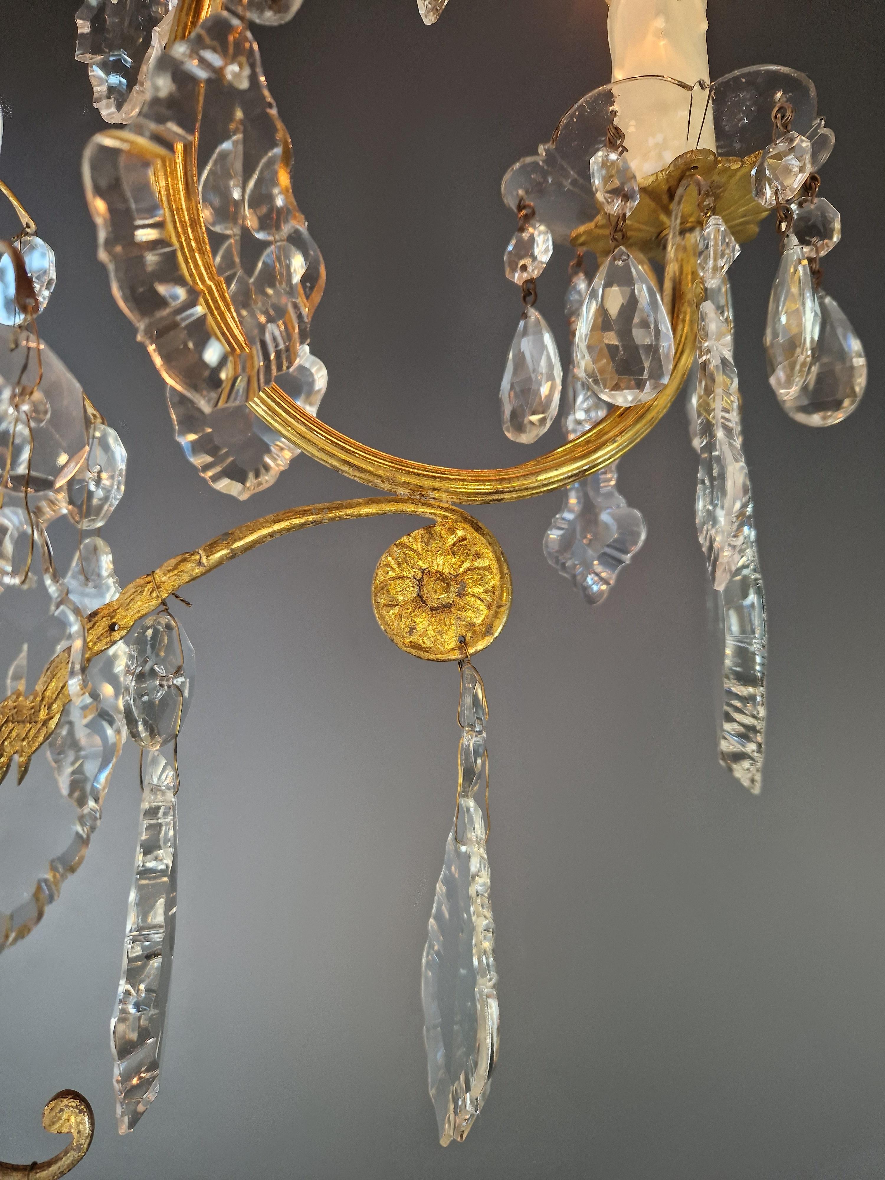 Lampadario da soffitto in cristallo d'ottone antico Lustro Lampada Art Nouveau in vendita 3