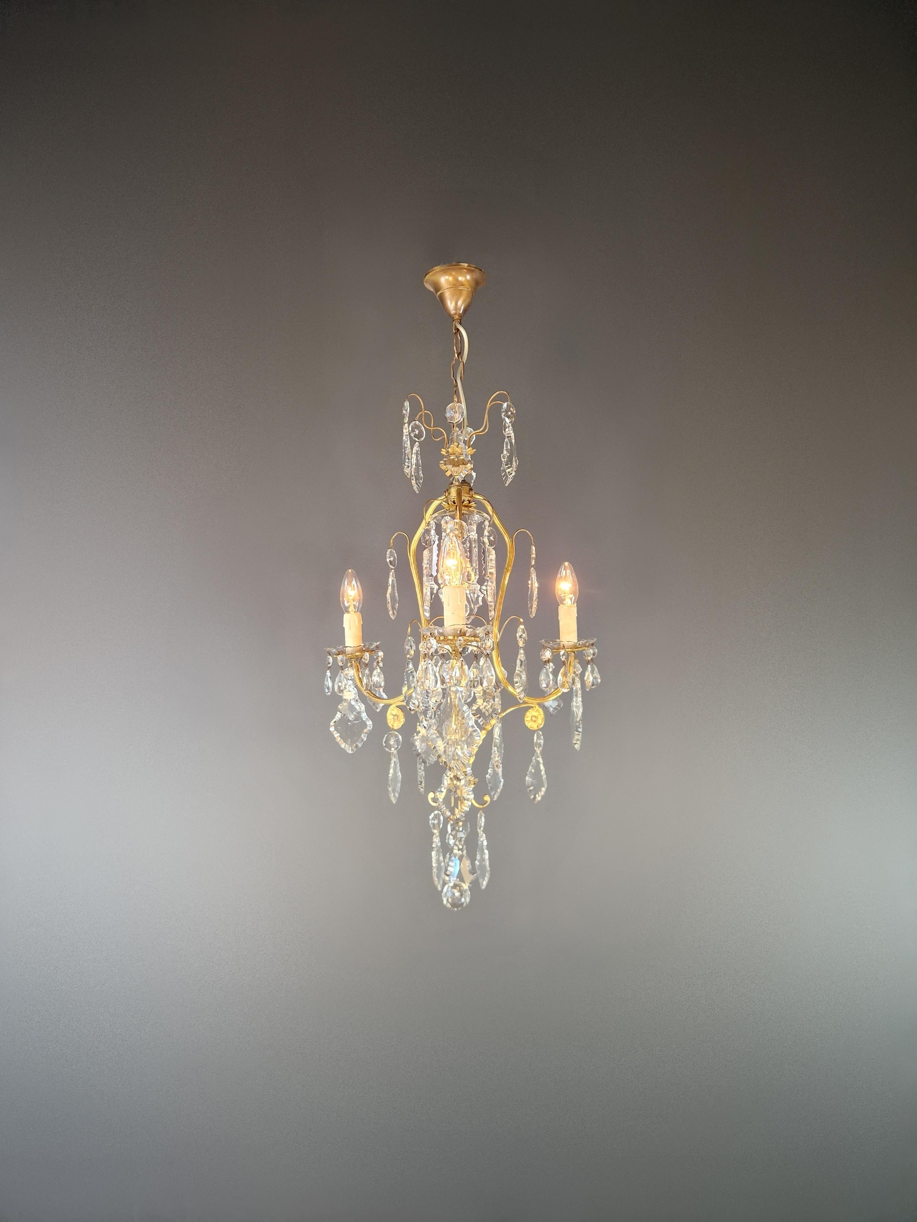 Annodato a mano Lampadario da soffitto in cristallo d'ottone antico Lustro Lampada Art Nouveau in vendita