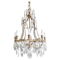 Antique Brass Crystal Chandelier Ceiling Lamp Lustre Art Nouveau Lamp