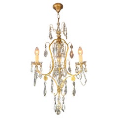 Antike Messing-Kristall-Kronleuchter-Deckenleuchte, Jugendstil-Lampe, Lüster