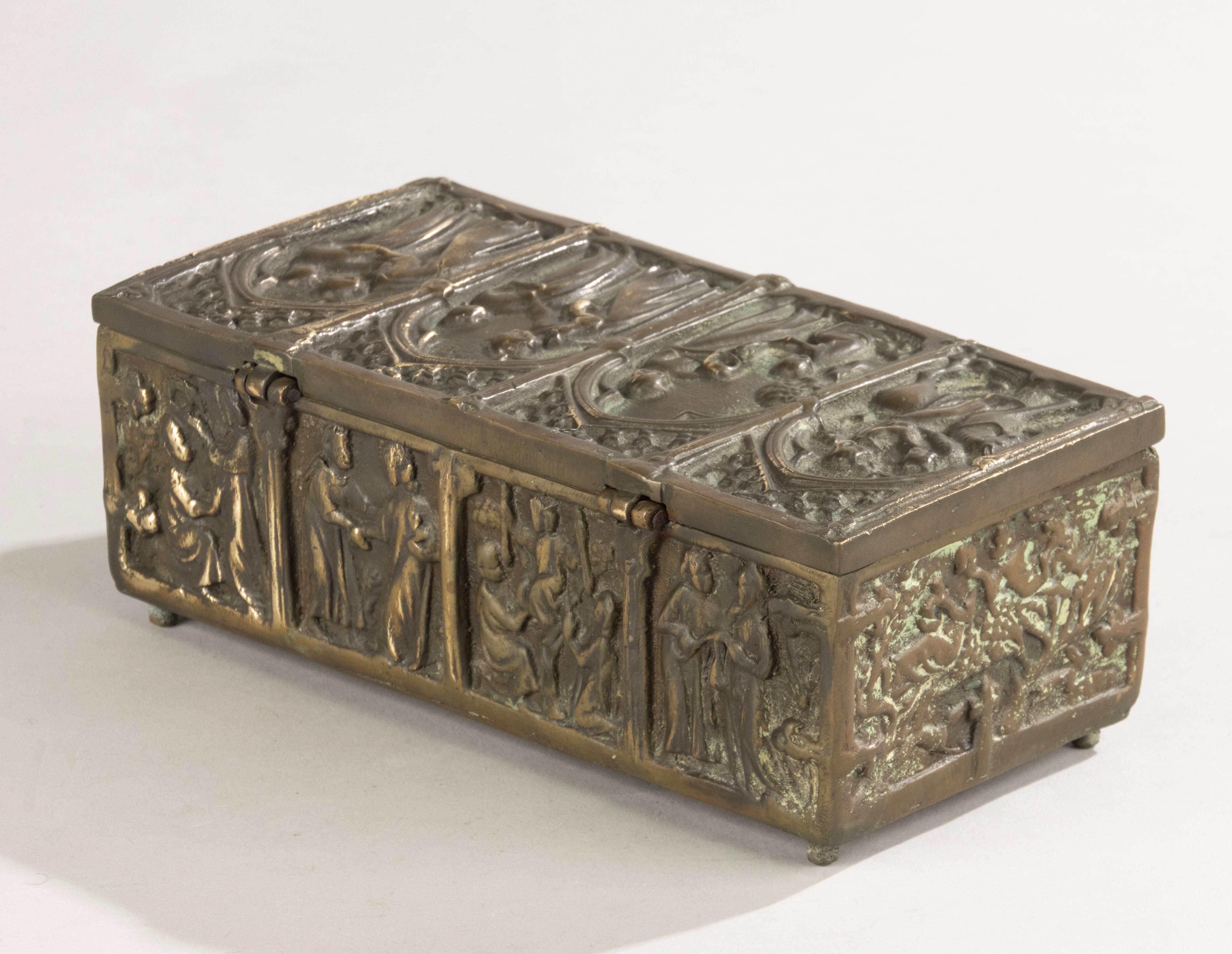 Antique Brass Decorative Box - Gothic Style For Sale 9