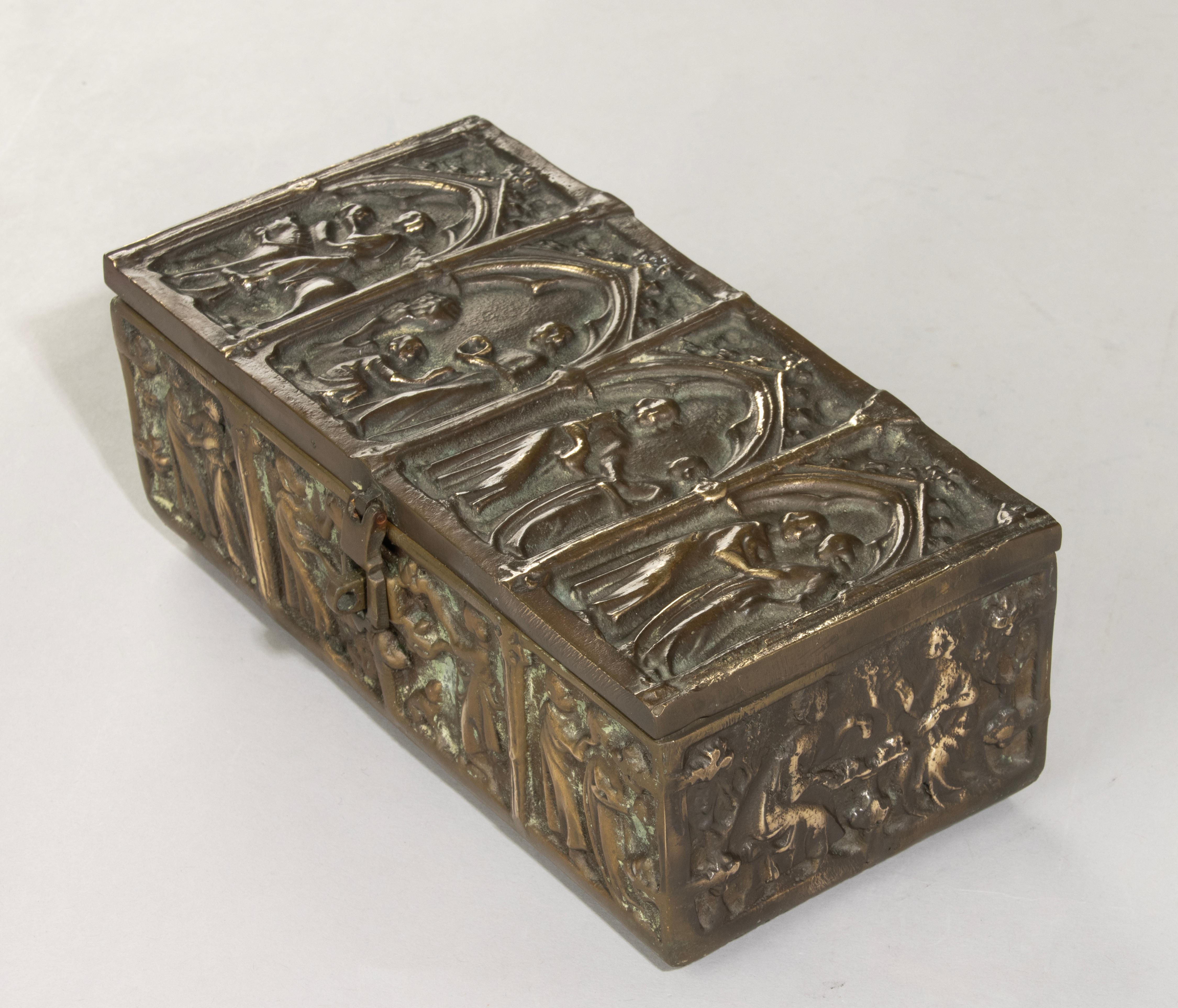 Antique Brass Decorative Box - Gothic Style For Sale 11