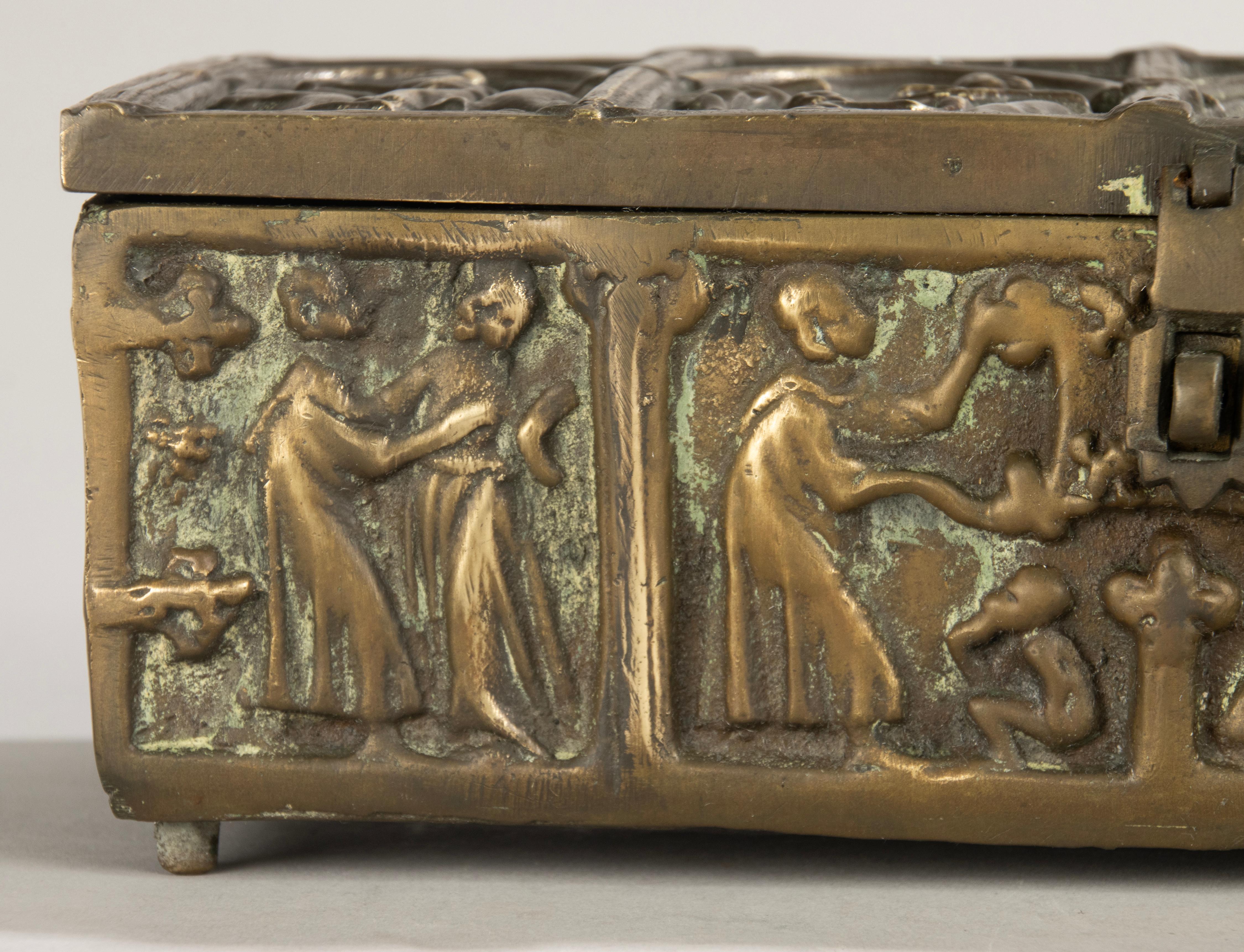 Antique Brass Decorative Box - Gothic Style For Sale 1
