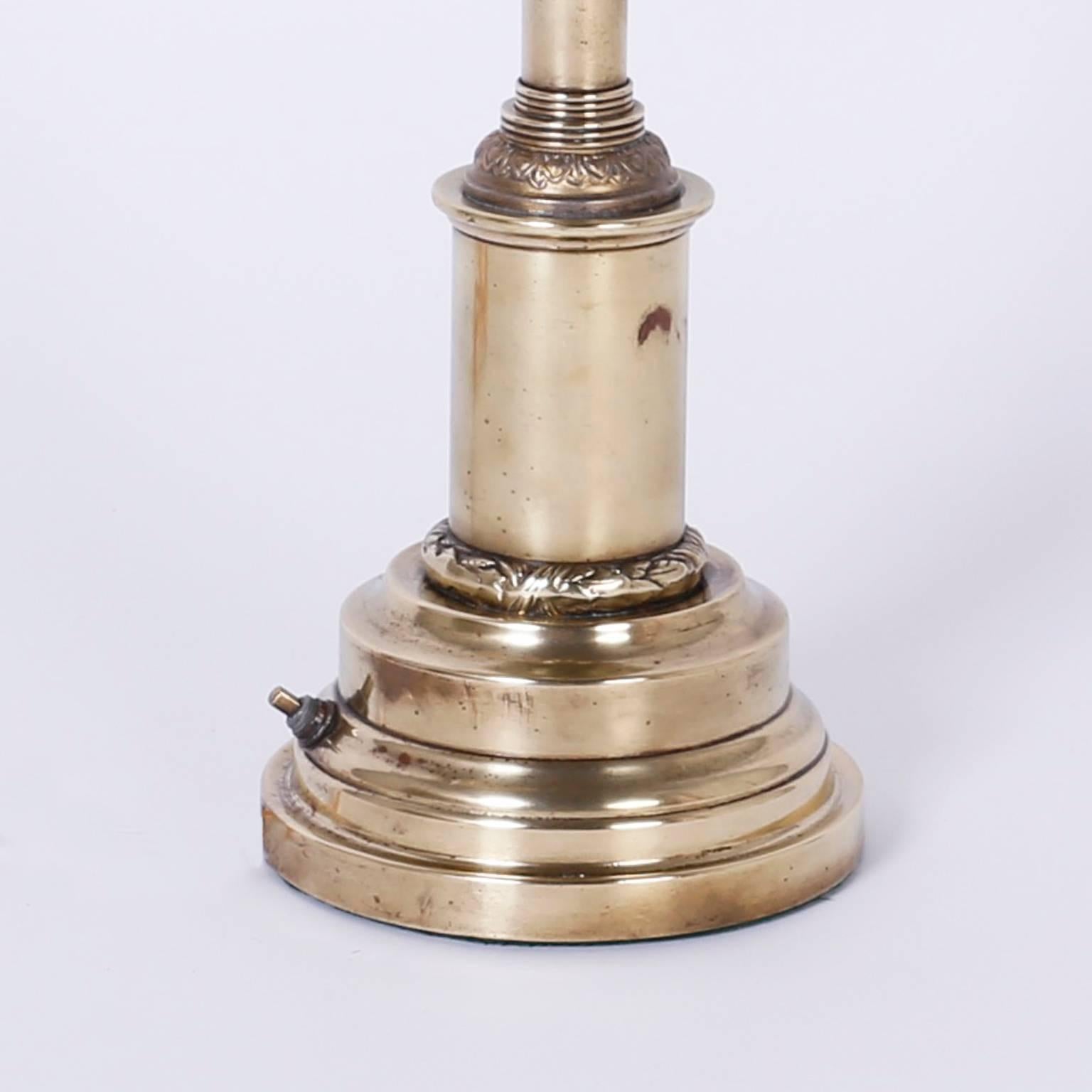 Edwardian Antique Brass Desk Lamp